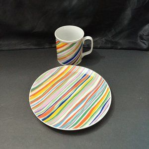 Mann Candy Stripe Candy is Dandy Plate & Cup Set RARE